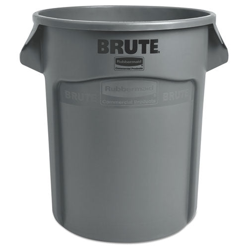 Image of Rubbermaid® Commercial FG262000GRAY Vented Round Brute Container, 20 gal, Plastic, Gray