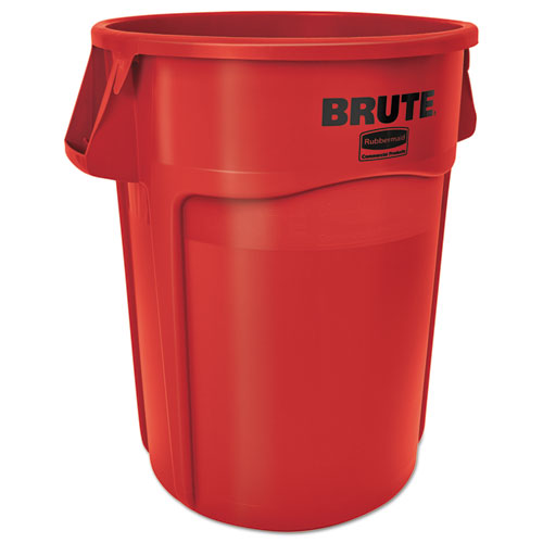Image of Rubbermaid® Commercial FG264360RED Vented Round Brute Container, 44 gal, Plastic, Red