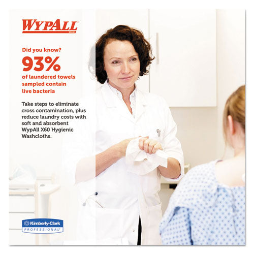 Image of WypAll® 41083 General Clean X60 Cloths, 1/4 Fold, 12.5 x 10, White, 70/Pack, 8 Packs/Carton