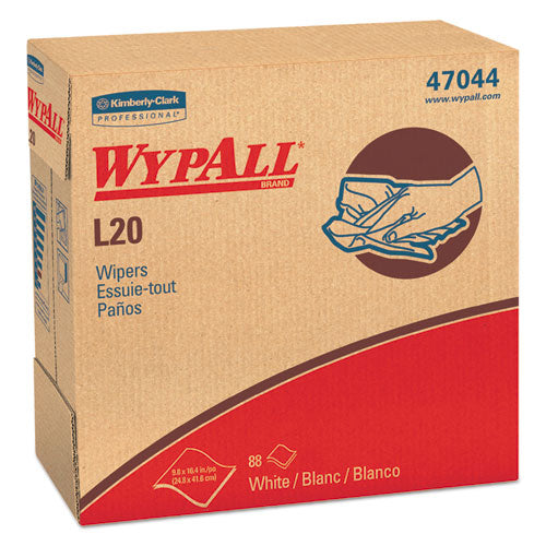 Image of WypAll® 47044 L20 Towels, POP-UP Box, 4-Ply, 9.1 x 16.8, Unscented, White, 88/Box, 10 Boxes/Carton