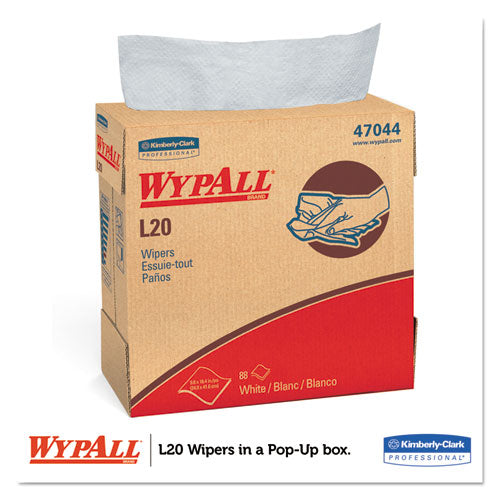 Image of WypAll® 47044 L20 Towels, POP-UP Box, 4-Ply, 9.1 x 16.8, Unscented, White, 88/Box, 10 Boxes/Carton
