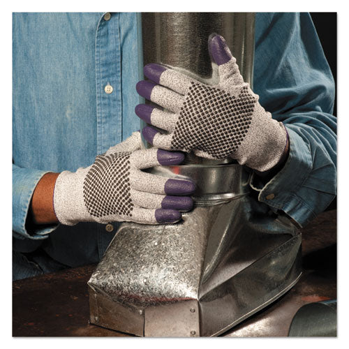 Image of KleenGuard KCC 97433 G60 PURPLE NITRILE Cut-Resistant Gloves, EN388: 4340, 9.84" Long, X-Large (Size 10), Black/White, 12 Pairs/Carton