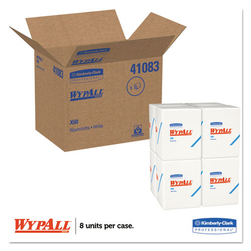 Image of WypAll® 41083 General Clean X60 Cloths, 1/4 Fold, 12.5 x 10, White, 70/Pack, 8 Packs/Carton