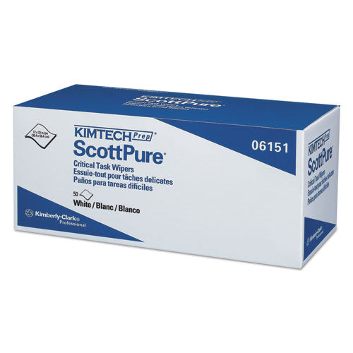 Image of Kimtech 06151 SCOTTPURE Critical Task Wipers, 12 x 23, White, 50/Box, 8 Boxes/Carton
