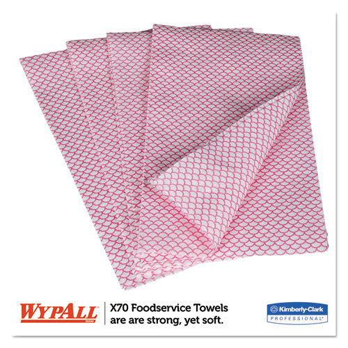 Image of WypAll® 06354 X70 Foodservice Towels, 1-Ply, 12.5 x 23.2, Red, 300/Carton
