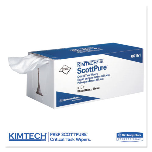 Image of Kimtech 06151 SCOTTPURE Critical Task Wipers, 12 x 23, White, 50/Box, 8 Boxes/Carton