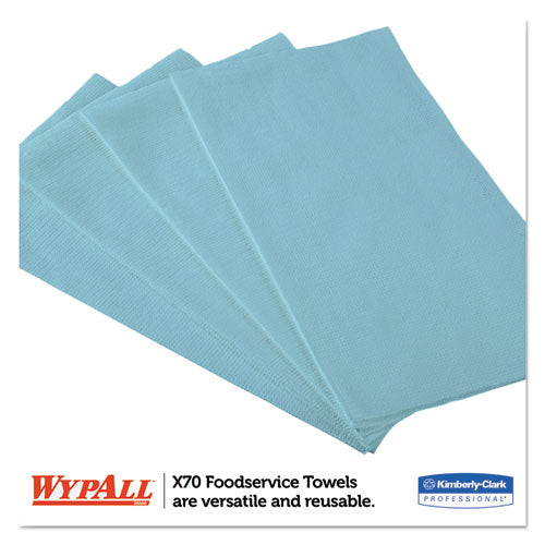 Image of WypAll® 05927 X70 Foodservice Towels, 1/4 Fold, 12.5 x 23.5, Unscented, Blue, 300/Carton