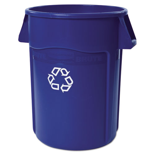 Image of Rubbermaid® Commercial FG264307BLUE Brute Recycling Container, 44 gal, Polyethylene, Blue