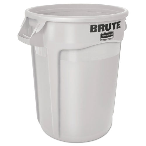 Image of Rubbermaid® Commercial FG261000WHT Vented Round Brute Container, 10 gal, Plastic, White