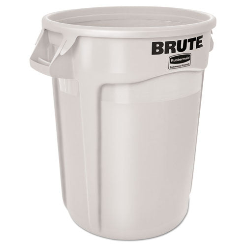 Image of Rubbermaid® Commercial FG263200WHT Vented Round Brute Container, 32 gal, Plastic, White