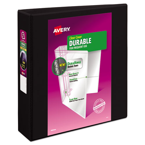 Image of Avery® 17031 Durable View Binder With Durahinge And Slant Rings, 3 Rings, 2" Capacity, 11 X 8.5, Black