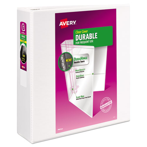 Image of Avery® 17042 Durable View Binder With Durahinge And Slant Rings, 3 Rings, 3" Capacity, 11 X 8.5, White