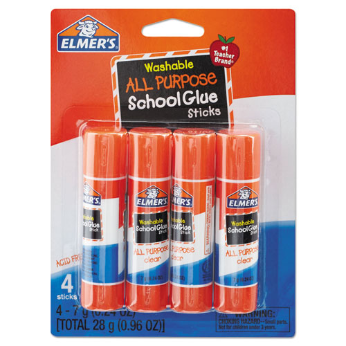 Image of Elmer's® E542 Washable School Glue Sticks, 0.24 Oz, Applies And Dries Clear, 4/pack