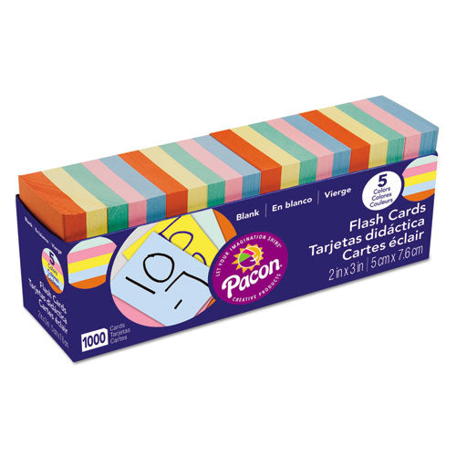Image of Pacon® P0074170 Blank Flash Card Dispenser Boxes, 2" x 3", Assorted Colors, 1,000/Pack