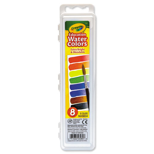 Image of Crayola® 53-0080 Watercolors, 8 Assorted Colors, Palette Tray