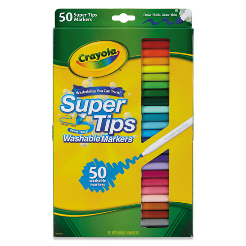 Image of Crayola® 585050 Washable Super Tips Markers, Fine/broad Bullet Tips, Assorted Colors, 50/set