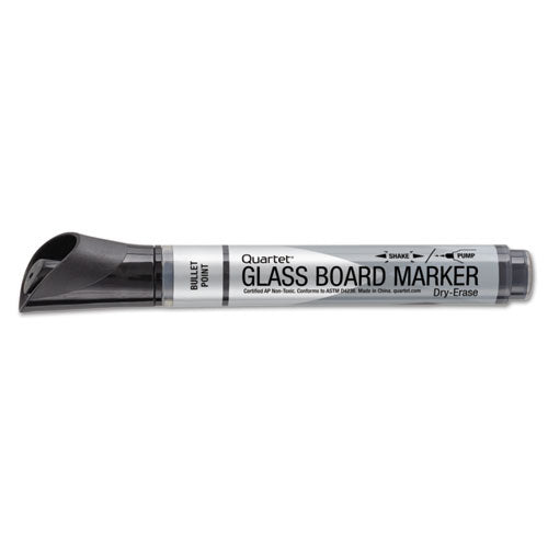 Image of Quartet® 79553 Premium Glass Board Dry Erase Marker, Broad Bullet Tip, Black, Dozen