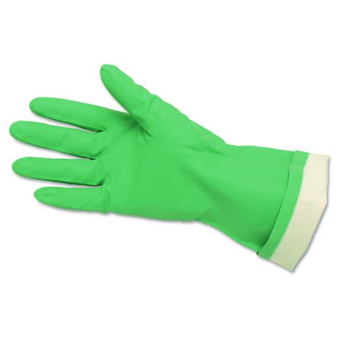 Image of MCR Safety 5319E Flock-Lined Nitrile Gloves, One Size Fits Most, Green, 12 Pairs