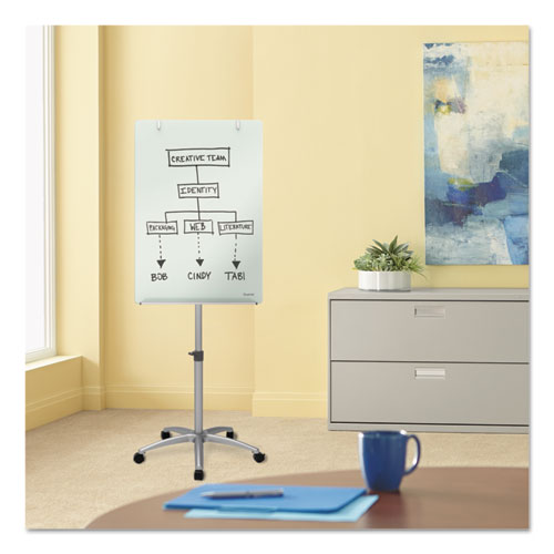 Image of Quartet® ECM32G Infinity Glass Mobile Presentation Easel, 36" x 24", White Surface, Black/Gray Metal/Plastic Frame