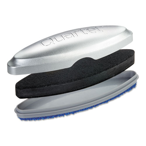 Image of Quartet® SFEB3 Premium Magnetic 3-in-1 Glass Board Eraser, 6.5" x 2" x 1.38", Silver