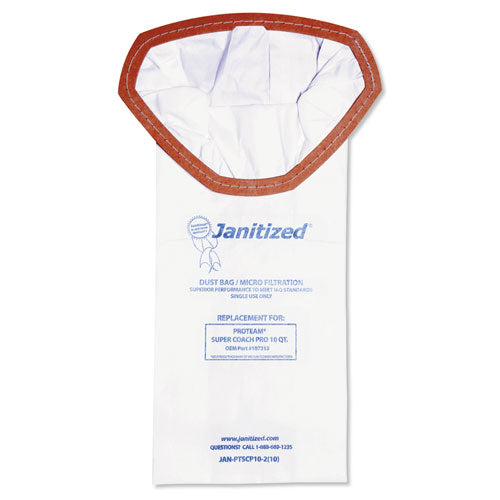 Image of Janitized® JAN-PTSCP10-2(10) Vacuum Filter Bags Designed to Fit ProTeam Super Coach Pro 10, 100/Carton