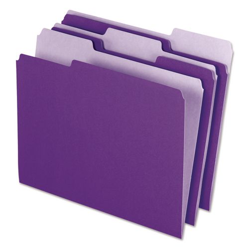 Image of Pendaflex® 4210 1/3 VIO Interior File Folders, 1/3-Cut Tabs: Assorted, Letter Size, Violet, 100/Box