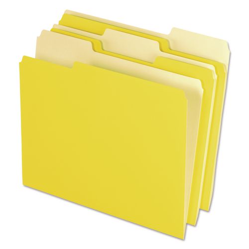 Image of Pendaflex® 4210 1/3 YEL Interior File Folders, 1/3-Cut Tabs: Assorted, Letter Size, Yellow, 100/Box