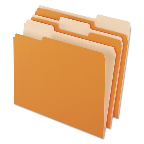 Image of Pendaflex® 4210 1/3 ORA Interior File Folders, 1/3-Cut Tabs: Assorted, Letter Size, Orange, 100/Box