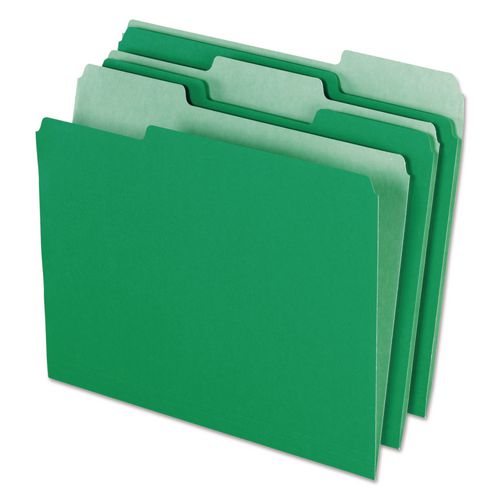 Image of Pendaflex® 4210 1/3 BGR Interior File Folders, 1/3-Cut Tabs: Assorted, Letter Size, Bright Green, 100/Box
