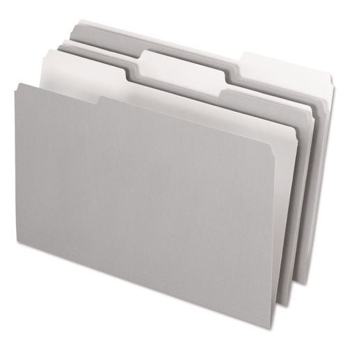 Image of Pendaflex® 4350 1/3 GRA Interior File Folders, 1/3-Cut Tabs: Assorted, Legal Size, Gray, 100/Box