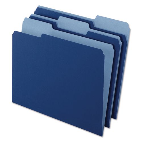 Image of Pendaflex® 4210 1/3 NAV Interior File Folders, 1/3-Cut Tabs: Assorted, Letter Size, Navy Blue, 100/Box