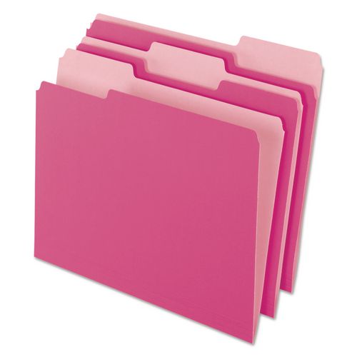 Image of Pendaflex® 4210 1/3 PIN Interior File Folders, 1/3-Cut Tabs: Assorted, Letter Size, Pink, 100/Box