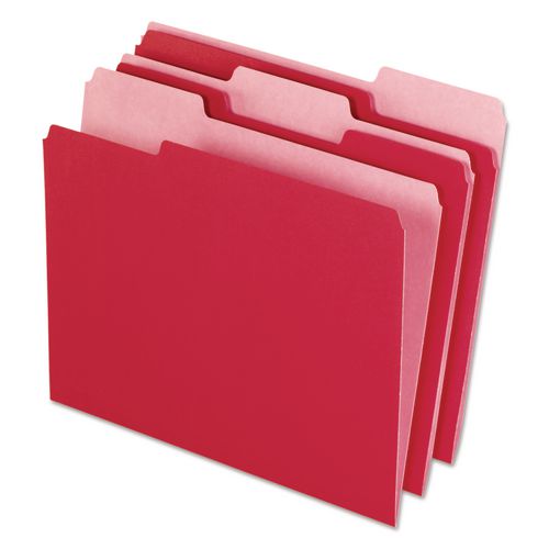 Image of Pendaflex® 4210 1/3 RED Interior File Folders, 1/3-Cut Tabs: Assorted, Letter Size, Red, 100/Box