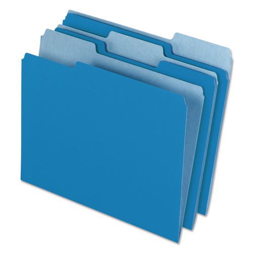 Image of Pendaflex® 4210 1/3 BLU Interior File Folders, 1/3-Cut Tabs: Assorted, Letter Size, Blue, 100/Box