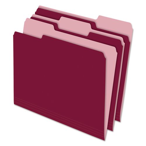 Image of Pendaflex® 4210 1/3 BUR Interior File Folders, 1/3-Cut Tabs: Assorted, Letter Size, Burgundy, 100/Box