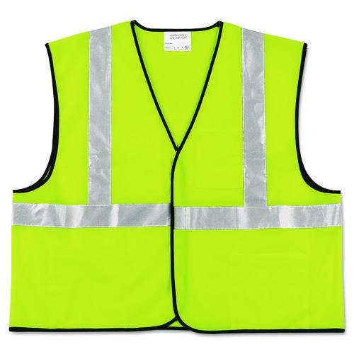 Image of MCR Safety VCL2SLX2 Class 2 Safety Vest, Polyester, 2X-Large, Fluorescent Lime with Silver Stripe