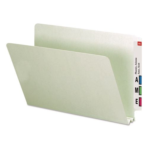Image of Smead Extra-Heavy Recycled Pressboard End Tab Folders, Straight Tabs, Legal Size, 2" Expansion, Gray-Green, 25/Box