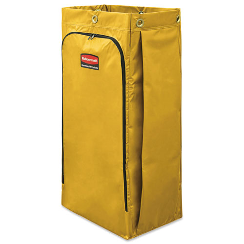 Image of Rubbermaid® Commercial 1966881 Vinyl Cleaning Cart Bag for Rubbermaid Commercial 9T76, 9T77 and 9T78, 34 gal, 17.5" x 10.5" x 33", Yellow