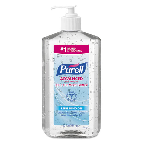 Image of PURELL® 3023-12 Advanced Hand Sanitizer Refreshing Gel, 20 oz Pump Bottle, Clean Scent, 12/Carton