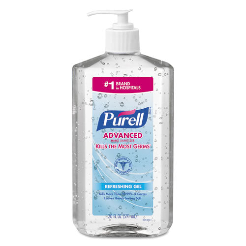 Image of PURELL® 3023-12 Advanced Hand Sanitizer Refreshing Gel, 20 oz Pump Bottle, Clean Scent