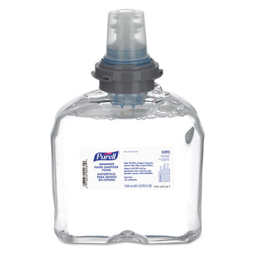 Image of PURELL® 5392-02 Advanced Hand Sanitizer TFX Refill, Foam 1,200 mL, Unscented