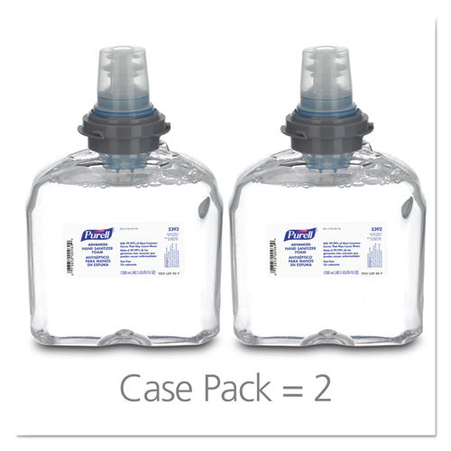 Image of PURELL® 5392-02 Advanced Hand Sanitizer TFX Refill, Foam, 1,200 mL, Unscented, 2/Carton