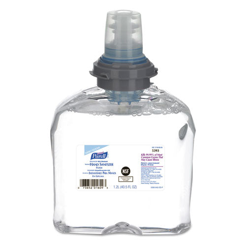 Image of PURELL® 5393-02 Advanced Hand Sanitizer E3-Rated Foam, 1,200 mL Refill, Fragrance-Free, 2/Carton