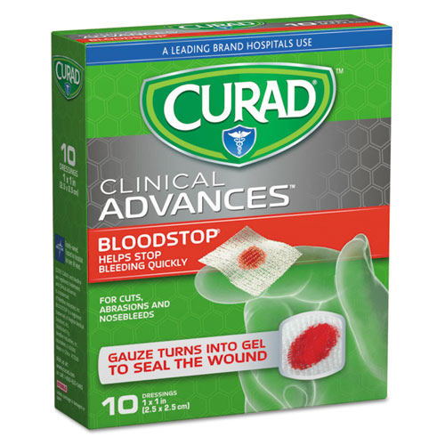 Image of Curad® CUR0055 Bloodstop Sterile Hemostat Gauze Pad, 1 X 1, 10/box