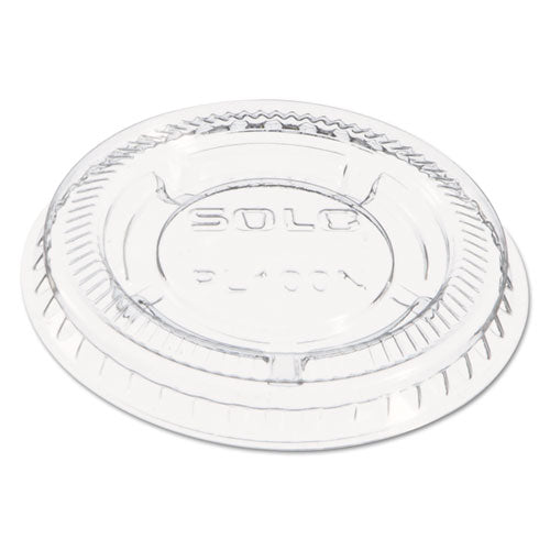 Image of Dart® PL100N Portion/Souffle Cup Lids, Fits 0.5 oz to 1 oz Portion Cups, Plastic, Clear, 125/Pack, 20 Packs/Carton