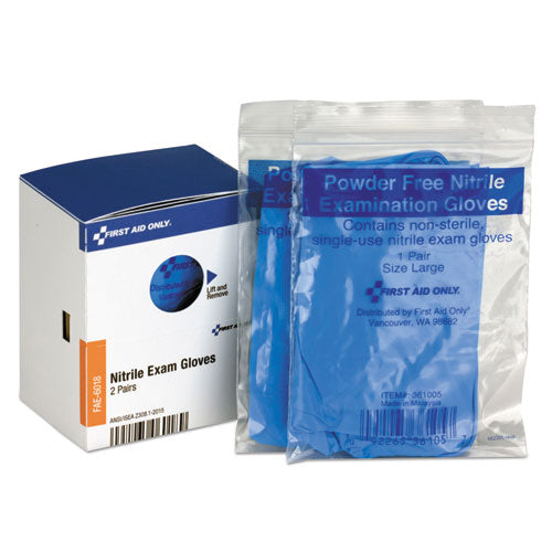 Image of First Aid Only FAE-6018 SmartCompliance Lightweight Nitrile Gloves, One Size Fits Most, Clear, 2/Box