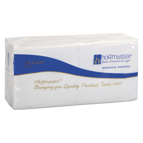 Image of Hoffmaster® 180300 Embossed Beverage Napkins, 2-Ply, 9.5 x 9.5, White, 1,000/Carton