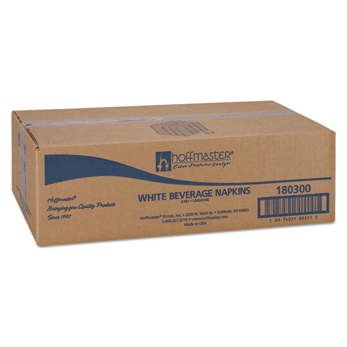 Image of Hoffmaster® 180300 Embossed Beverage Napkins, 2-Ply, 9.5 x 9.5, White, 1,000/Carton