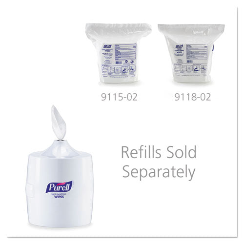 Image of PURELL® 9019-01 Hand Sanitizer Wipes Wall Mount Dispenser, 1,200/1,500 Wipe Capacity, 13.3 X 11 X 10.88, White