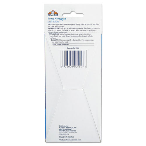 Image of Elmer's® E554 Extra-Strength Office Glue Stick, 0.28 Oz, Dries Clear, 24/pack